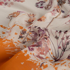 Orange Forest Rose Cotton Scarf - Thumbnail