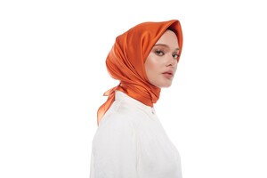 Orange Frame Silk Twill Scarf - Thumbnail