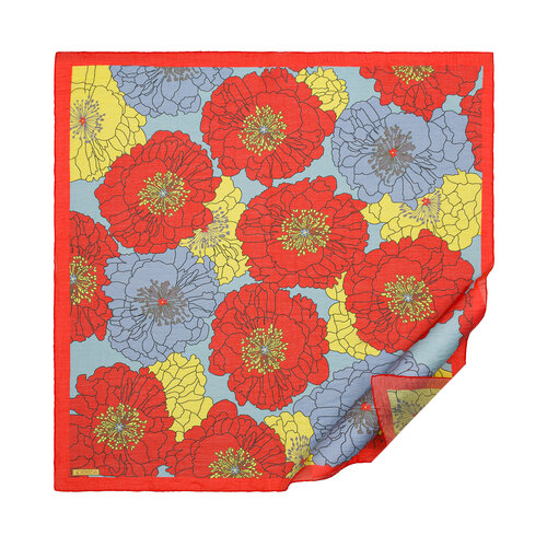Orange Hydrangea Print Tencel Scarf