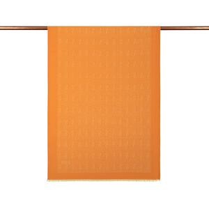 Orange IE Monogram Cotton Silk Scarf - Thumbnail
