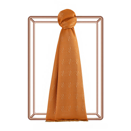 Orange IE Monogram Cotton Silk Scarf