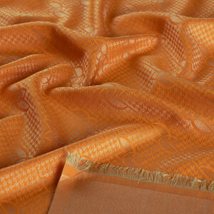 Orange IE Monogram Cotton Silk Scarf - Thumbnail