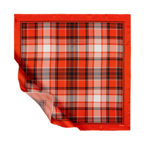 Orange London Plaid Silk Twill Scarf - Thumbnail