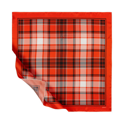 Orange London Plaid Silk Twill Scarf