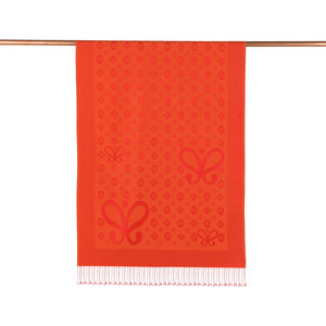 Orange Monogram Print Silk Scarf - Thumbnail