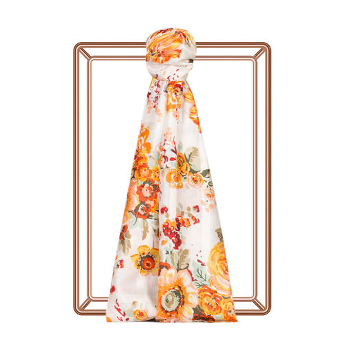 Orange Mountain Tulip Print Satin Silk Scarf