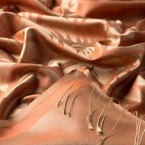 Orange Nev Garden Jacquard Silk Scarf