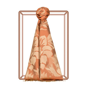 Orange Nev Garden Jacquard Silk Scarf - Thumbnail