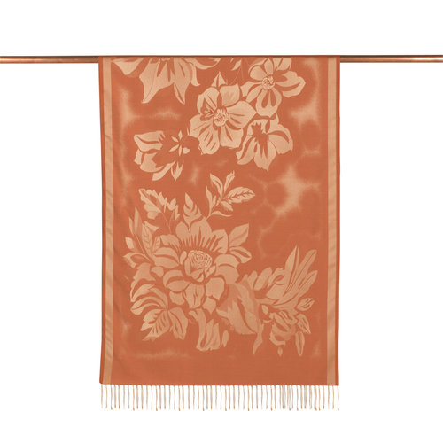 Orange Nev Garden Jacquard Silk Scarf