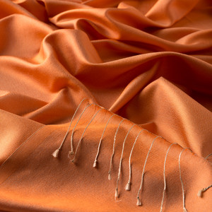 Orange Plain Silk Scarf - Thumbnail