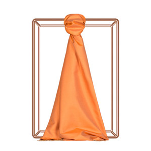 Orange Plain Silk Scarf - Thumbnail