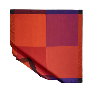 Orange Purple Block Frame Silk Scarf - Thumbnail