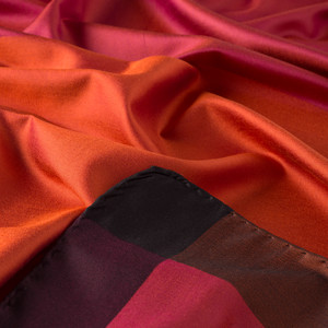 Orange Purple Block Frame Silk Scarf - Thumbnail