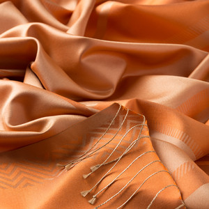 Orange Retro Zigzag Silk Scarf - Thumbnail