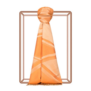 Orange Retro Zigzag Silk Scarf - Thumbnail