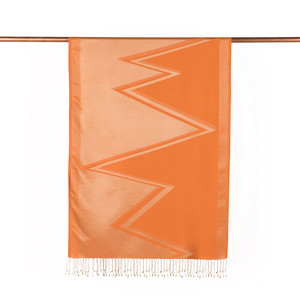 Orange Retro Zigzag Silk Scarf - Thumbnail