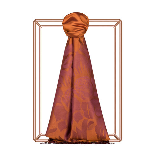 Orange Royal Garden Jacquard Silk Scarf