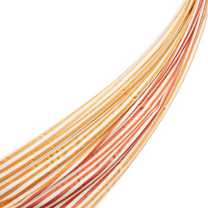 Orange Striped Silk Scarf Scarf - Thumbnail