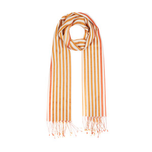 Orange Striped Silk Scarf Scarf - Thumbnail