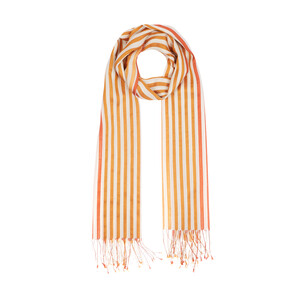 ipekevi - Orange Striped Silk Scarf Scarf (1)