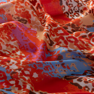 Orange Tropical Abstract Pattern Cotton Scarf - Thumbnail