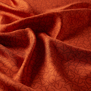 ipekevi - Orange Typo Monogram Silk Twill Scarf (1)