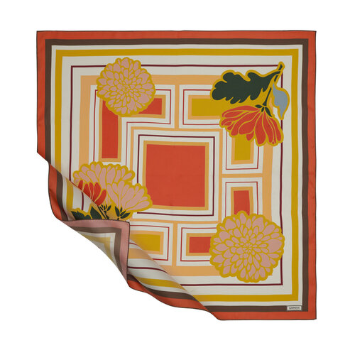 Orange White Terrace Twill Silk Scarf