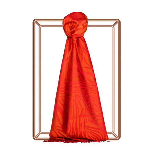 Orange Zebra Jacquard Silk Scarf