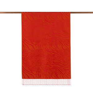 Orange Zebra Jacquard Silk Scarf - Thumbnail