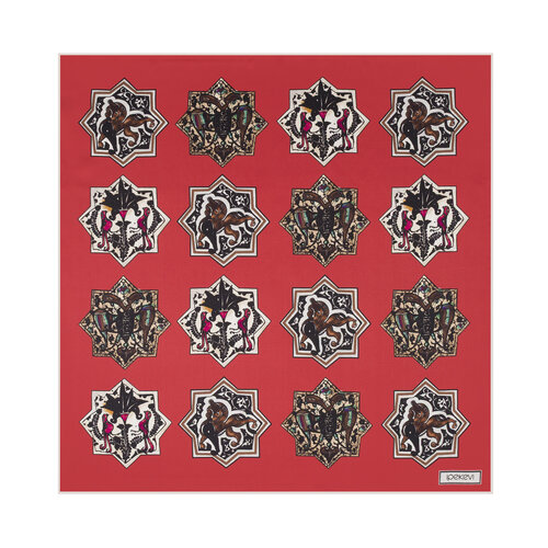 Osmanlı Kırmızısı Selçuklu Saten İpek Mendil