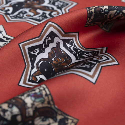 Osmanlı Kırmızısı Selçuklu Saten İpek Mendil