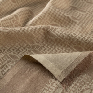 Ottoman Beige IE Monogram Cotton Silk Scarf - Thumbnail