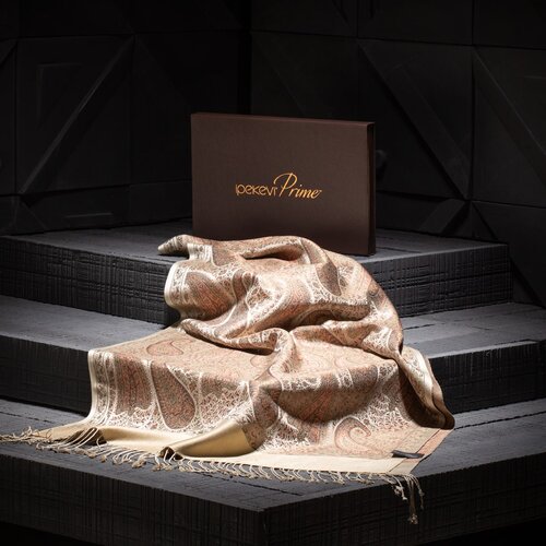Ottoman Beige Jacquard Hand Woven Prime Silk Scarf