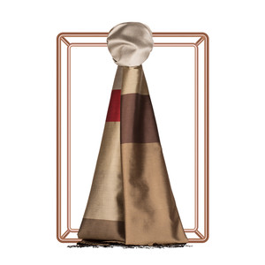 Ottoman Beige Kushak Striped Silk Scarf - Thumbnail