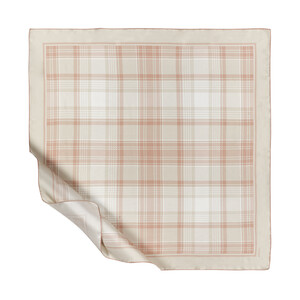 Ottoman Beige London Plaid Silk Twill Scarf - Thumbnail