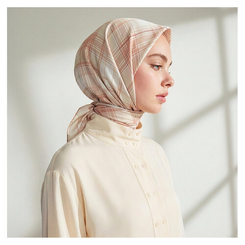 Ottoman Beige London Plaid Silk Twill Scarf