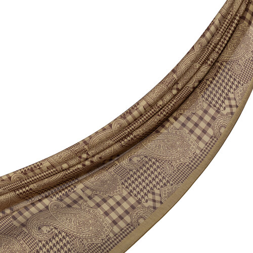 Ottoman Beige Patchwork Paisley Print Tencel Scarf