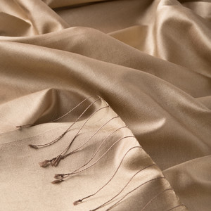 Ottoman Beige Plain Silk Scarf - Thumbnail