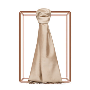 Ottoman Beige Plain Silk Scarf - Thumbnail