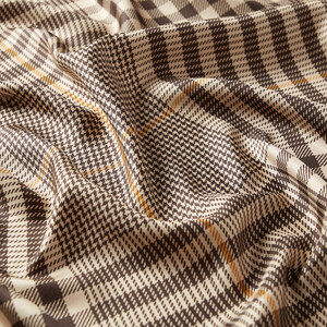 Ottoman Beige Shepherd Plaid Silk Twill Scarf - Thumbnail