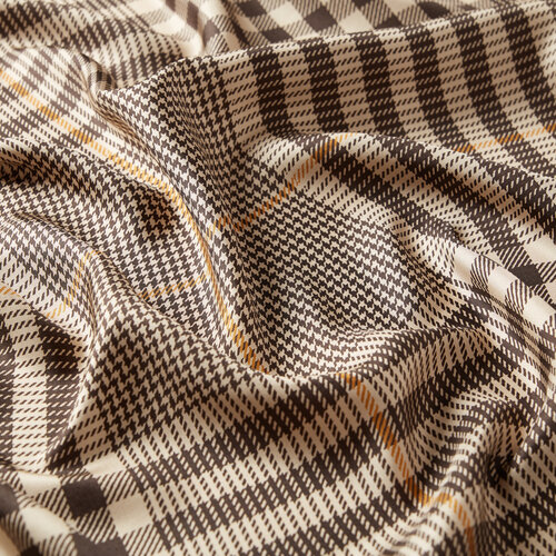 Ottoman Beige Shepherd Plaid Silk Twill Scarf