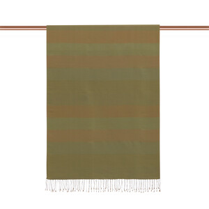 Ottoman Green Block Striped Reversible Silk Scarf - Thumbnail