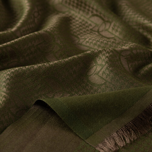 Ottoman Green IE Monogram Cotton Silk Scarf