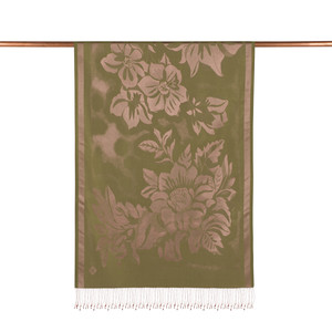 Ottoman Green Nev Garden Jacquard Silk Scarf - Thumbnail
