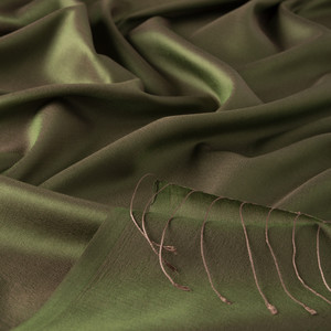 Ottoman Green Plain Silk Scarf - Thumbnail