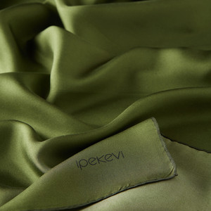 Ottoman Green Plain Silk Twill Scarf - Thumbnail