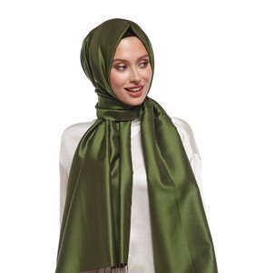 Ottoman Green Reversible Silk Scarf - Thumbnail