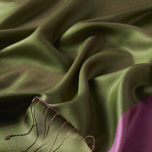 Ottoman Green Reversible Silk Scarf - Thumbnail