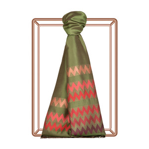 Ottoman Green Zigzag Silk Scarf - Thumbnail