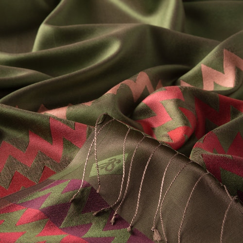 Ottoman Green Zigzag Silk Scarf